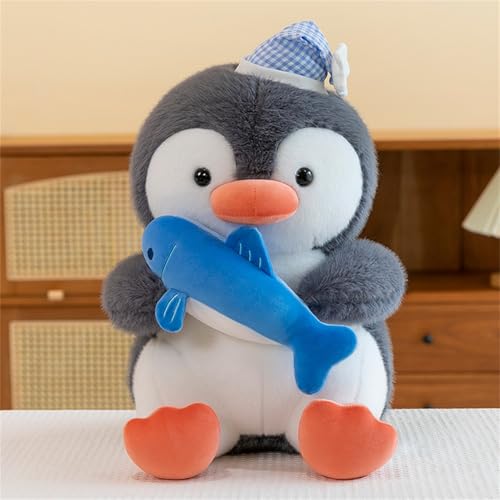 Herfair Pinguin Kuscheltier, Süßes Kuscheltier Plüsch Pinguin beim Fischfang mit Hut, Pinguin Stofftier Plüschtier, Plüschpinguin Geschenke Kinder Spielzeug (50cm) von Herfair