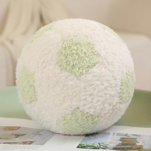 Herfair Plüsch Fußball Kissen, Fußball Kuscheltier Spielzeug Flauschige Ballkissen,Weiche Fußball Stuhlkissen,Sport-Themenkissen für Kinderzimmer Dekoration (20cm,Grün) von Herfair