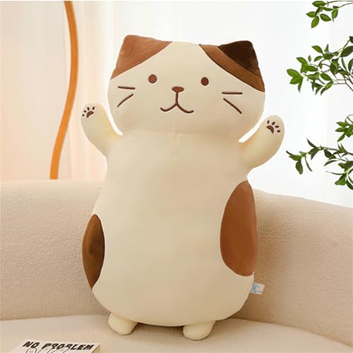 Herfair Plüschkatze Kawaii Extra Langer Kuschelkissen-Katzenfreund Weiches Stofftier für Kinder & Erwachsene Katzenkissen als Geschenk (105 cm) von Herfair