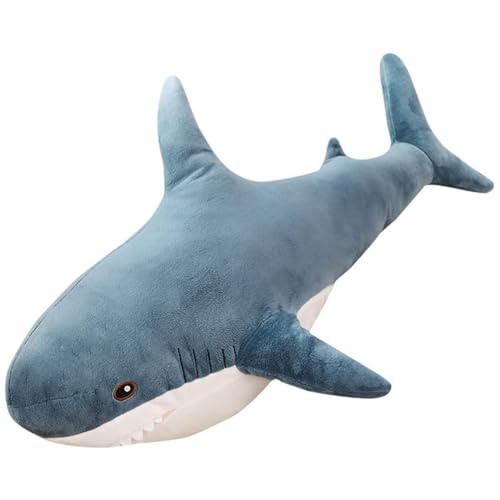 Herfair Plüschtier Wal Hai Großes Kuscheltier Weich Plüsch Spielzeug Umarmungskissen Tier Kissen Dekokissen Bequemes Schlafkissen für Kinder Erwachsene GeburtstagGeschenke (Blau,26cm) von Herfair