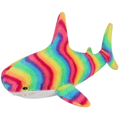 Herfair Plüschtier Wal Hai Großes Kuscheltier Weich Plüsch Spielzeug Umarmungskissen Tier Kissen Dekokissen Bequemes Schlafkissen für Kinder Erwachsene GeburtstagGeschenke (Regenbogen C,40cm) von Herfair