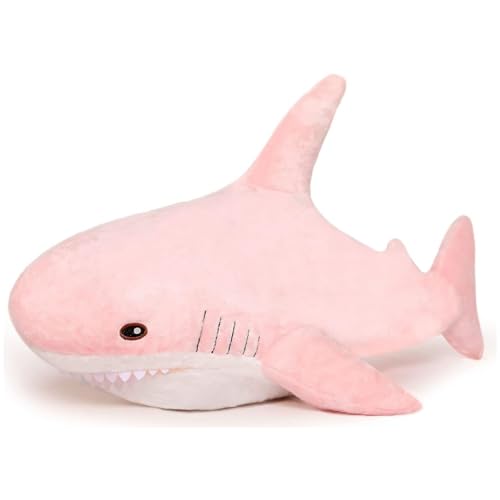 Herfair Plüschtier Wal Hai Großes Kuscheltier Weich Plüsch Spielzeug Umarmungskissen Tier Kissen Dekokissen Bequemes Schlafkissen für Kinder Erwachsene GeburtstagGeschenke (Rosa,26cm) von Herfair