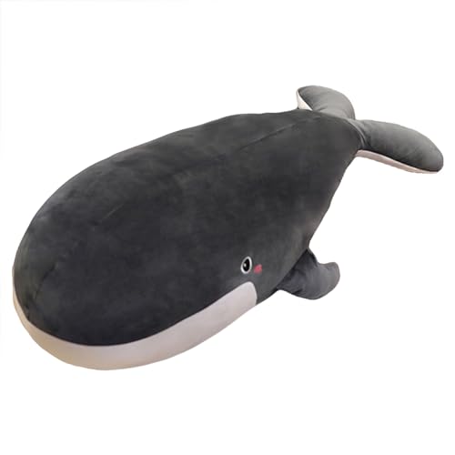 Herfair Plüschtier Wal Kissen Kuscheltier, Kawaii Haifisch Bett Kissen Weich Stofftier Plüsch Kissen Geschenk für Kinder Mädchen Jungen, Abnehmbar Reinigung (Schwarz,100cm) von Herfair