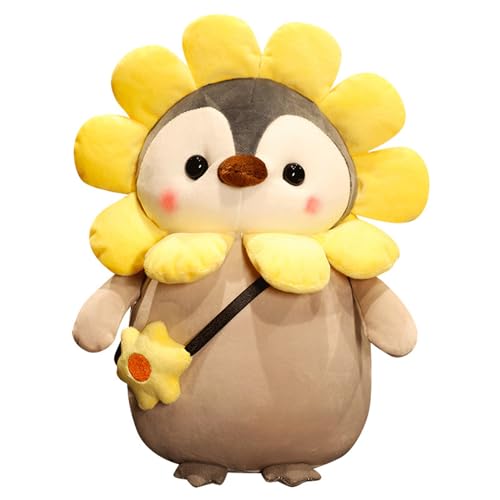 Herfair Süße Plüsch Sonnenblume Pinguin Stofftier Puppe Pinguin Kuscheltier issen Geschenk für Mädchen, Jungen & Babys Kawaii Stofftier Plüschkissen (25cm) von Herfair