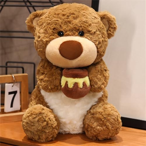 Herfair Süßes Teddybär Plüschtier Kuscheltiere Teddybär hält einen Honigtopf, Plüsch-Bär Stofftier Schmusetier Spielzeug, Geschenke für Kinder Valentinstag (22cm) von Herfair