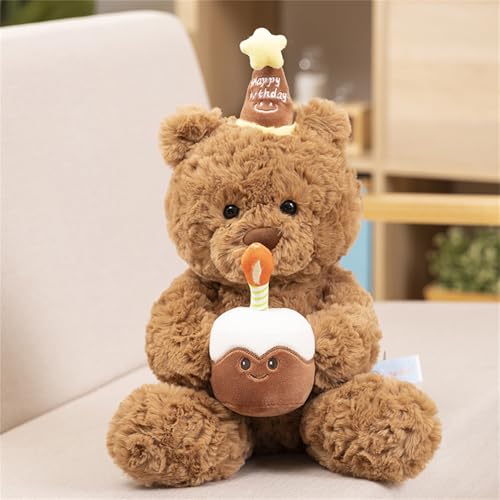 Herfair Teddybär Geburtstag Kuscheltier Bär Plüsch Spielzeug Wurfkissen Kawaii Deko Plushie Stofftier für Kinder (30 cm) von Herfair