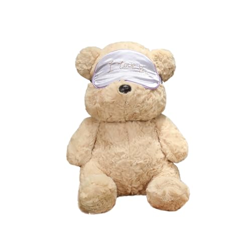 Herfair Teddybär Kissen Werfen Teddybär mit Augenmaske Plüschtier Kuscheltier Stofftier Geschenk Tag der Kinder Valentinstag (Lila,23cm) von Herfair