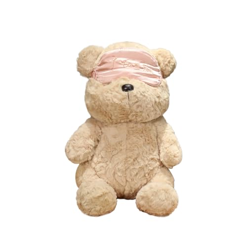 Herfair Teddybär Kissen Werfen Teddybär mit Augenmaske Plüschtier Kuscheltier Stofftier Geschenk Tag der Kinder Valentinstag (Rosa,45cm) von Herfair