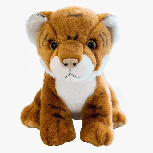 Herfair Tiger Plüschtier,Realistisch Gestaltetes Tiger-Puppen,Niedlich Plüsch Stofftier Kuscheltier,Für Kinder Dekokissen Geschenke (Braun,22cm) von Herfair