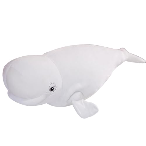 Herfair Wal Hai Plüschtier Riesen Kuscheltier, Weicher Beluga-Wal Umarmungskissen für Kinder, Großes Tier Kissen Dekokissen Geschenk für Halloween Weihnachten Geburtstag (Beluga-Wal) von Herfair