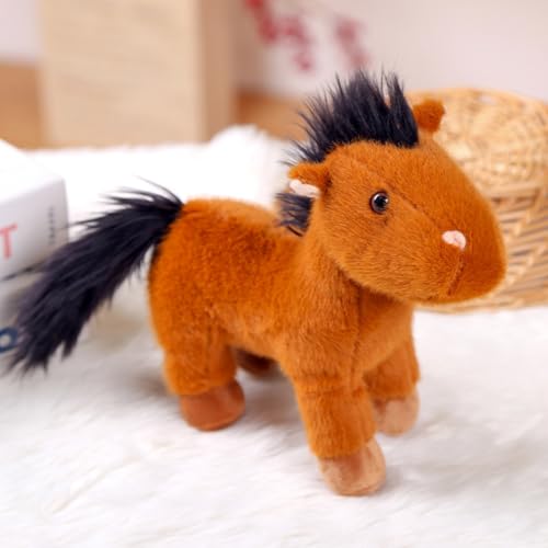 Kuscheltier Pferd Plüschtier Realistisch Pferd Plüsch Spielzeug Stofftier Horse Plüschpuppen Kissen Geschenk für Kinder Jungen Mädchen Geburtstagsgeschenk (Braun) von Herfair