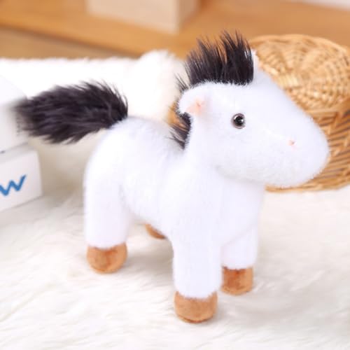 Kuscheltier Pferd Plüschtier Realistisch Pferd Plüsch Spielzeug Stofftier Horse Plüschpuppen Kissen Geschenk für Kinder Jungen Mädchen Geburtstagsgeschenk (Weiß) von Herfair