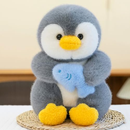 Plüschtier Pinguin Stofftier Pinguin Kissen Plüschtier Pinguin Pinguin umarmt einen Fisch Kuscheltier Cartoon Pinguin Geschenk Kinder (30cm) von Herfair