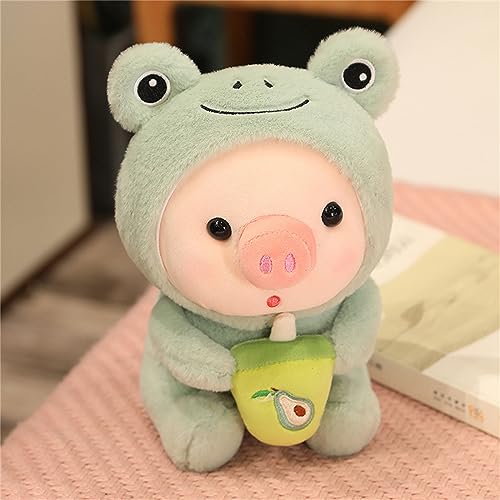 Plüschtier Schwein Stofftier Kuscheltier,Cartoon Tier Weiche Puppe Plüsch Spielzeug Babyflasche Schwein Stofftierpuppe,Kinder PlüschKissen Geburtstag Neujahr Geschenk (grün,25cm) von Herfair