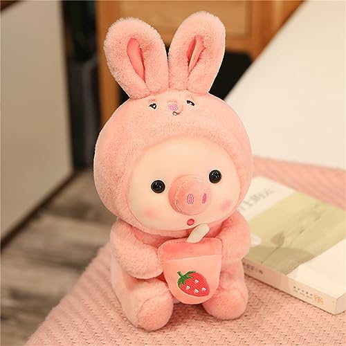 Plüschtier Schwein Stofftier Kuscheltier,Cartoon Tier Weiche Puppe Plüsch Spielzeug Babyflasche Schwein Stofftierpuppe,Kinder PlüschKissen Geburtstag Neujahr Geschenk (rosa,25cm) von Herfair