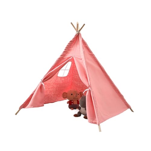 Tipi Zelt für Kinder, klassisches indisches Spielzelt für Kinder, Kinderzimmer Dekor, Baumwollsegeltuch Tippi Kinderzelt für Drinnen Outdoor, für Mädchen und Jungen (Rosa,180cm) von Herfair