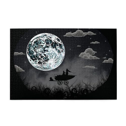 Holzpuzzle Flying Across Moon Print Jigsaw Puzzle 1000 Teile Personalisiertes Bilderpuzzle Familie Dekoration Puzzle für Erwachsene Familie Hochzeit Abschluss Geschenk von Herfst