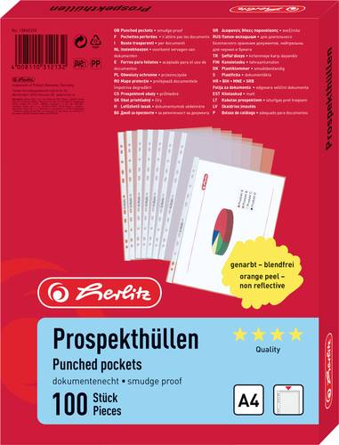 Herlitz Prospekthülle 10840320 DIN A4 PP Transparent 10840320 100St. von Herlitz