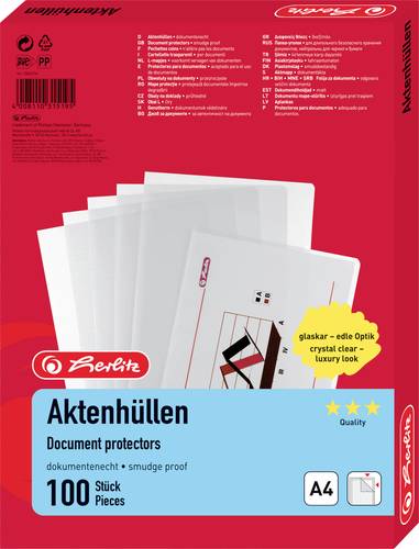 Herlitz Sichthülle 10843746 DIN A4 PP 0.11mm Glasklar 10843746 100St. von Herlitz