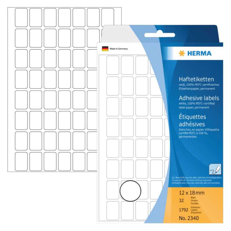 HERMA Etiketten permanent weiß, Format 12 x 18 mm HERMA Etiketten permanent weiß, Format 12 x 18 mm von Herma