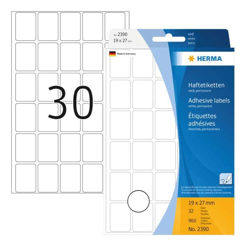 HERMA Etiketten permanent weiß, Format 19 x 27 mm HERMA Etiketten permanent weiß, Format 19 x 27 mm von Herma