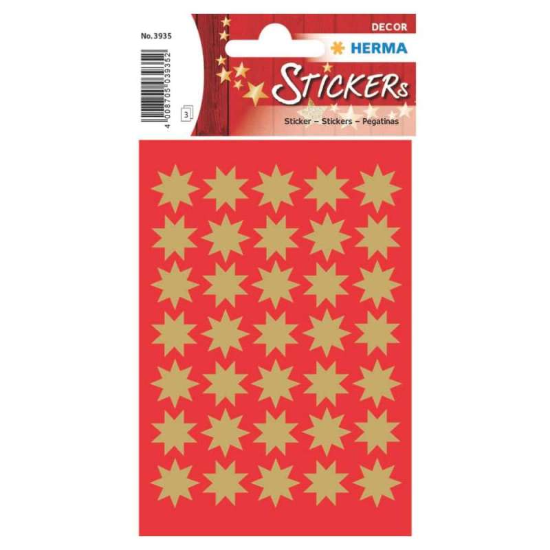 HERMA Sticker, Themenwelten Muster/Symbole, HERMA Motive Sterne 8-zackig gold HERMA Sticker, Themenwelten Muster/Symbole, HERMA Motive Sterne 8-zackig gold von Herma