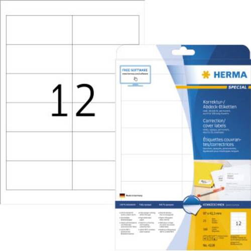 Herma 4228 Korrektur-Etiketten 97 x 42.3mm Papier, matt Weiß 300 St. Permanent haftend Laserdrucker von Herma