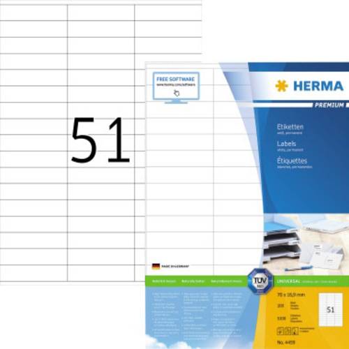 Herma 4459 Universal-Etiketten 70 x 16.9mm Papier Weiß 5100 St. Permanent haftend Tintenstrahldruck von Herma