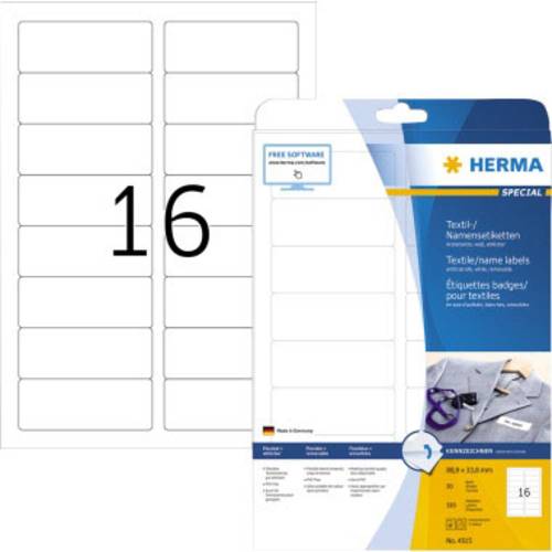 Herma 4515 Namens-Etiketten 88.9 x 33.8mm Acetatseide Weiß 320 St. Wiederablösbar Laserdrucker, Ko von Herma