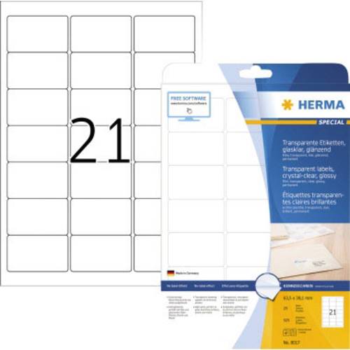 Herma 8017 Folien-Etiketten 63.5 x 38.1mm Folie, glänzend Transparent 525 St. Permanent haftend Las von Herma