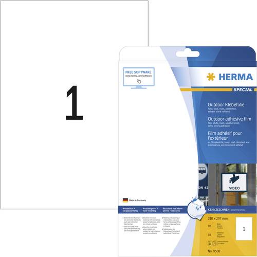 Herma 9500 Folien-Etiketten 210 x 297mm Polyethylenfolie Weiß 10 St. Permanent haftend Farblaserdru von Herma