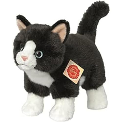 Teddy Hermann 91820 Katze stehend schwarz/weiß 20 cm, Kuscheltier, Plüschtier mit recycelter Füllung von Hermann Teddy