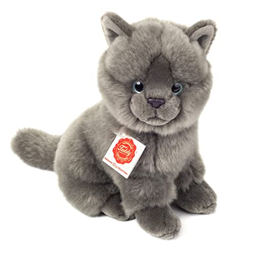 Teddy Hermann 91825 Kartäuser Katze sitzend 20 cm, Kuscheltier, Plüschtier mit recycelter Füllung von Hermann Teddy