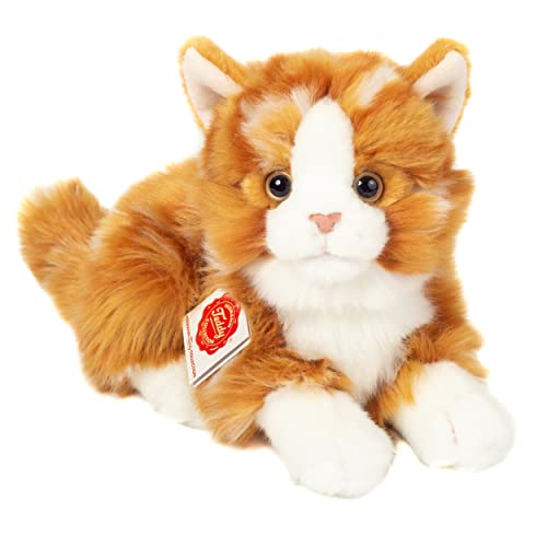 Teddy Hermann 91837 Katze liegend rot getigert 20 cm, Kuscheltier, Plüschtier mit recycelter Füllung von Hermann Teddy