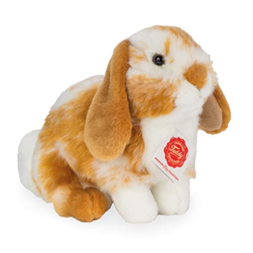 Teddy Hermann 93723 Hase Widder-Kaninchen sitzend Hellbraun/weiß gescheckt 20 cm, Kuscheltier, Plüschtier mit recycelter Füllung von Hermann Teddy