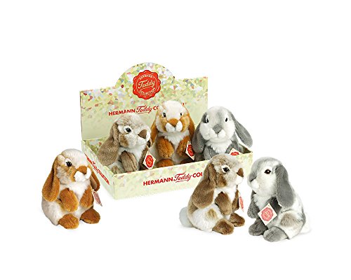 Teddy Hermann 93760 Hase sitzend 3-farb. sort. 19 cm im Display, Kuscheltier, Plüschtier mit recycelter Füllung von Hermann Teddy