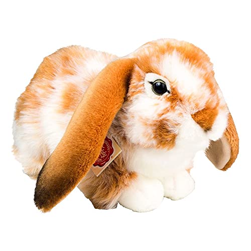 Teddy Hermann 93791 Hase Widder-Kaninchen liegend Hellbraun-Weiss gescheckt 30 cm, Kuscheltier, Plüschtier mit recycelter Füllung von Hermann Teddy