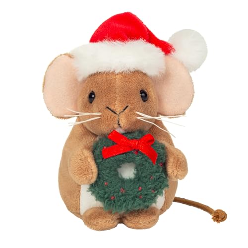 Teddy Hermann 94617 Weihnachtsmaus mit Kranz 11 cm, Kuscheltier, Plüschtier von Hermann Teddy