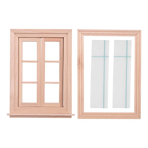 Hermosiey 1:12 Puppenhaus Miniatur Doppel Fenster 6 Scheiben Rahmen und Glas Platte Puppen Haus DIY Doppel Fenster Zubehör für Puppen Haus Dekoration von Hermosiey