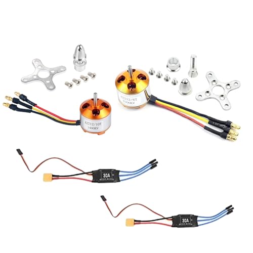 Hermosiey 2Pack 2212 1400Kv/2200Kv Bürstenloser Außenläufermotor mit Halterung 10T/6T+30A XT60 ESC für Rc Aircraft Quadcopter UFO Einfache Installation von Hermosiey