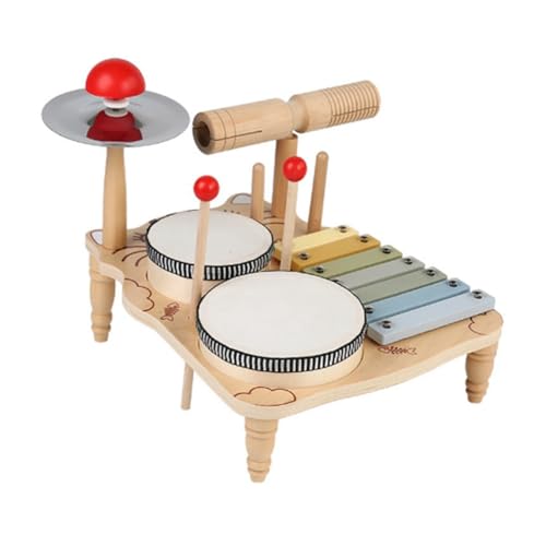 Hermosiey Kinder-Schlagzeugset für Kleinkinder Aus, Früherziehung, Anfänger-Percussion-Musiktisch, Kinder-Schlagzeugständer-Set von Hermosiey