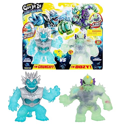 Heroes of GOO JIT Zu Deep GOO Sea Versus Pack with 2 Exclusive Figures: 'Ice Blast Blazagon' vs 'Horriglow': Super Stretchy Action Figures with Different Slime and Slime Fillings von Heroes of Goo Jit Zu