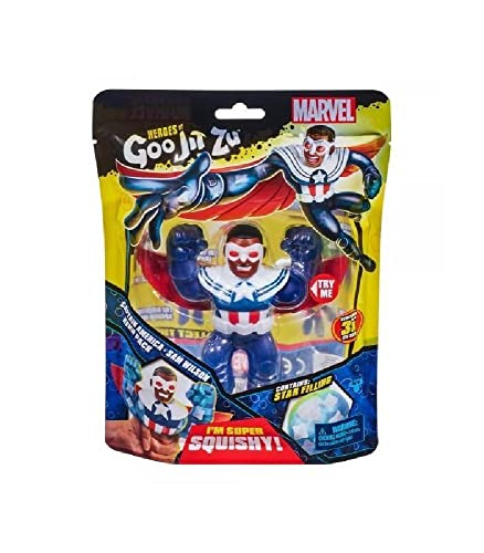 Heroes of Goo Jit Zu Bandai Actionfigur Captain America, CO41371, Mehrfarbig, Epischer Kampf mit flexiblen und lustigen Helden von GOO JIT Zu in atemberaubenden Abenteuern von Heroes of Goo Jit Zu