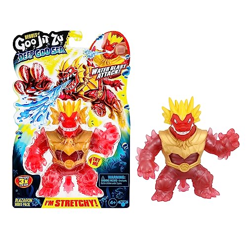 Heroes of Goo Jit Zu Deep GOO Sea Helden-Packung mit Blazagon. Super Stretchy und Dehnbare Actionfigur mit besonderer Schleimfüllung und Wasserspritz-Feature von Heroes of Goo Jit Zu