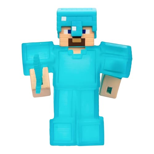 Heroes of Goo Jit Zu – Dehnbare Minecraft-Figur – Steve mit Diamant-Rüstung & Schwert, superelastische Glibberfüllung mit verstecktem Diamant-Element im Inneren, bis auf die dreifache Größe dehnbar von Heroes of Goo Jit Zu