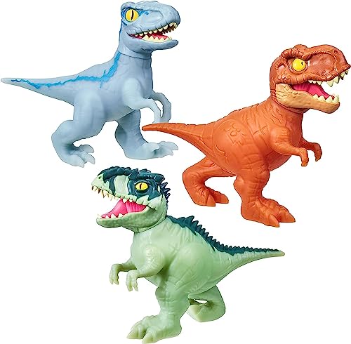 Heroes of Goo Jit Zu – Helden aus Jurassic World – Jurassic-3er-Packung – DREI elastische und biegsame Dinosaurierfiguren (13 cm) mit Mampf-Attacke. von Heroes of Goo Jit Zu