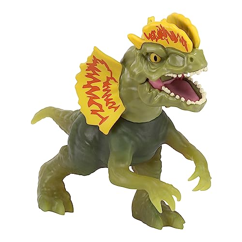 Heroes of Goo Jit Zu Jurassic World Hero Pack, Dilophosaurus, mehr als 10,2 cm lang – dehnbare, quetschbare Dinosaurier-Figur mit Chomp-Angriffs-Action und einzigartiger Goo Füllung von Heroes of Goo Jit Zu