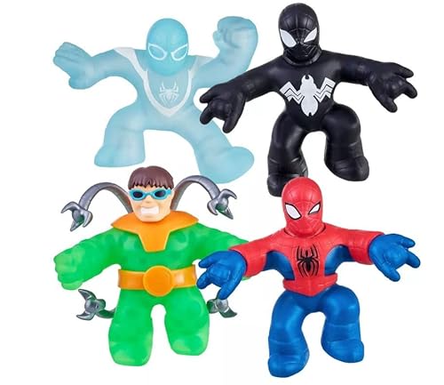 Heroes of Goo Jit Zu Marvel Spider-Verse Mega 4er Pack - Spider Man, Doc Ock, Invisible Miles Morales & Symbiote Suit Spidey von Heroes of Goo Jit Zu