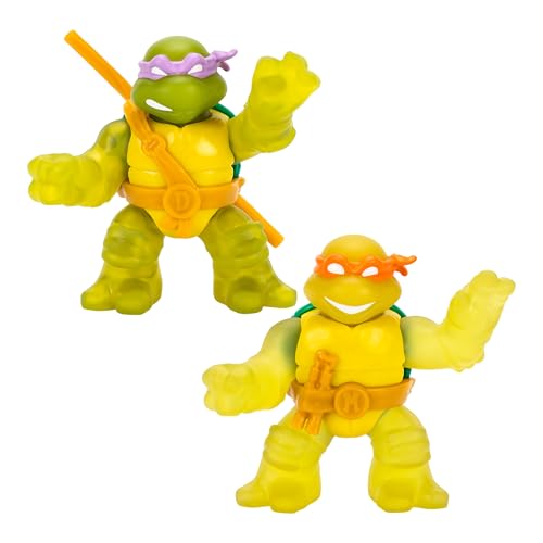 Heroes of Goo Jit Zu Teenage Mutant Ninja Turtles, Turtle Power Team Up, 2er-Pack, super Squishy, super dehnbare Spielzeugfiguren, Donatello und Michelangelo, dehnbar bis zu 3-fache ihrer Größe von Heroes of Goo Jit Zu