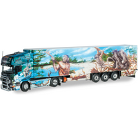 HERPA 070751 1:50 Scania 164 TL Kühlkoffer-Sattelzug "HERPA präsentiert Weltgeschichte - Nr. 1", PC von Herpa